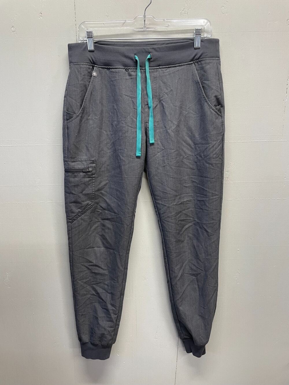 FIGS Zamora Jogger Scrub Pants Women Small Gray Technical Tapered Leg Drawstring